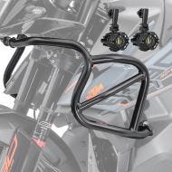 Set Sturzbügel oben + Zusatzscheinwerfer passend für KTM 890 Adventure / R 21-22 Nebelscheinwerfer Motoguard CLM schwarz
