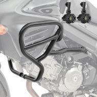 Set Pare carter haut + Phares Additionnels adapté a Suzuki V-Strom 650 / XT 11-24 Feux de brouillard Motoguard HG42