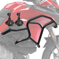 Set Sturzbügel oben + Zusatzscheinwerfer passend für Ducati Multistrada V2 / S 22-24 Nebelscheinwerfer HG48 Motoguard schwarz