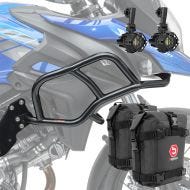 Set Sturzbügel + Zusatzscheinwerfer + Sturzbügeltasche passend für Suzuki V-Strom 650 / XT 17-24 Motoguard