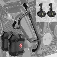 Set Sturzbügel + Zusatzscheinwerfer + Sturzbügeltasche passend für Harley Davidson Pan America 1250 21-24 Motoguard ML