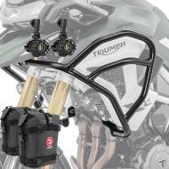 Set Sturzbügel + Zusatzscheinwerfer + Sturzbügeltasche passend für Triumph Tiger 1200 GT / Pro 22-24 Motoguard TG2 schwarz