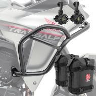Set Sturzbügel + Zusatzscheinwerfer + Sturzbügeltasche passend für Honda Transalp XL 750 23-24 Motoguard HG14 schwarz