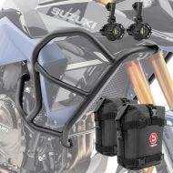 Set Pare carter haut + Phares Additionnels + sacoches adapté a Suzuki V-Strom 800 DE 23-24 Motoguard HG21 noir