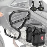 Set Pare carter haut + Phares Additionnels + sacoches adapté a Suzuki V-Strom 650 / XT 11-24 Motoguard HG42