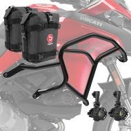 Set Sturzbügel + Zusatzscheinwerfer + Sturzbügeltasche passend für Ducati Multistrada V2 / S 22-24 HG48 Motoguard schwarz