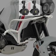 Set Pare carter + Phare Additionnel adapté a Ducati DesertX 22-24 Feux de brouillard Motoguard MK13 argent