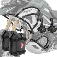 Set Sturzbügel + Zusatzscheinwerfer passend für Triumph Tiger 1200 GT / Pro 22-24 MK2 + Taschen Motoguard