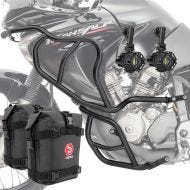 Set Pare carter + Phares Additionnels adapté a Honda Transalp XL 650 V 00-07 + sacoches Motoguard SK3