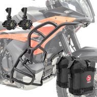 Set Pare carter + Phares Additionnels adapté a KTM 790 / 890 Adventure 23-24 + sacoches Motoguard SH27 noir