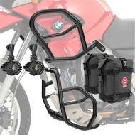Set Pare carter + Phares Additionnels adapté a BMW F 650 GS 00-07 + sacoches Motoguard noir SG53