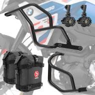 Set Pare carter + Phares Additionnels adapté a BMW F 900 GS 2024 + sacoches Motoguard SN12