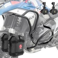 Set Pare carters + Phares Additionnels + sacoches adapté a BMW R 1300 GS 23-24 Motoguard KT19 noir