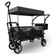 Chariot à bras avec toit pliable Divit chariot de transport chariot de jardin pliable acier ME70 noir