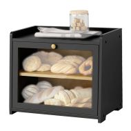 Brotkasten BK25 Divit Brotbox aus Bambus mit 2 Ebenen schwarz