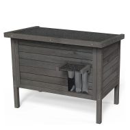 Maison extérieure d'hiver compatible avec chat Divit KH74, cabane en bois compatible avec animaux de compagnie résistante aux intempéries