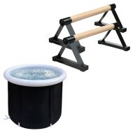 Eisbad aufblasbar EB14 PVC Eistonne tragbar 75 x 75 cm + Indoor Calisthenics Holz Griffe Divit IC1 Gymnastik Parallettes schwarz
