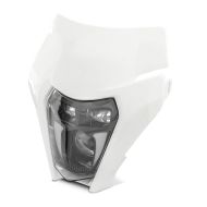 Phare LED ECE avec masque compatible avec KTM EXC / EXC-F / Freeride / Enduro / SMC 14-24 XDure SW3 blanc