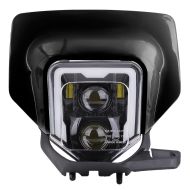 LED Scheinwerfer + Lampenmaske passend für Enduro ECE mit E-Zulassung XDure GP1 DRL Universal schwarz