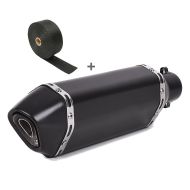 Set SA10 Motorrad Auspuff Force Edelstahl schwarz und Hitzeschutzband 10m Zaddox_1