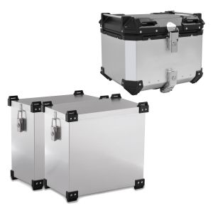 Set de Valises laterales aluminium + topcase compatible avec Benelli TRK 502 / X NX55 argent