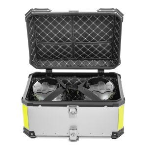 Set Motorrad Aluminium Topcase 65L + Innentasche Dry Bag passend für Yamaha FJ 1200 Bagtecs XB65 Alu Top Case silber