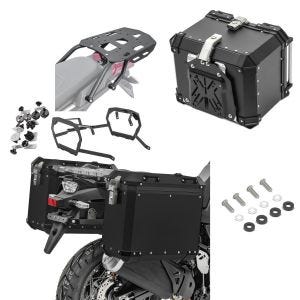 Alu-Koffer GX38-45 + Kofferträger Bagtecs passend für Aprilia Tuareg 660 22-25 + Alu Topcase XB45 + Träger schwarz