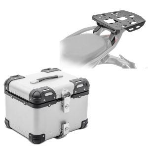 Set top case + Porte-bagages compatible avec Ducati Multistrada V4 / S 21-24 argent XS45 Universal 45 litres