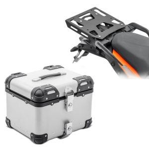 Set Topcase + Gepäckträger passend für KTM 1290 Super Adventure S / R 21-24 Bagtecs XS45 silber
