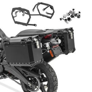 Alu-Koffer + Kofferträger passend für Harley Davidson Pan America 1250 21-25 Bagtecs XW30-38 schwarz