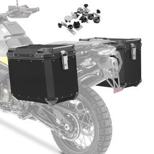 Motorrad Alukoffer Set Aluminium Seitenkoffer Bagtecs QP48 schwarz + Adapter 2x48 Liter Bagtecs