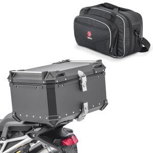 Set 65 litres top case moto aluminium + sac intérieur Bagtecs XB65 noir TB24