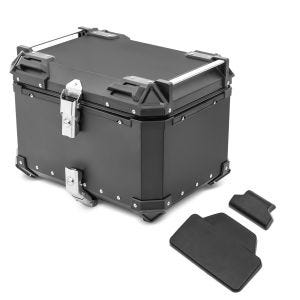 Set top case moto aluminium 55L + dosseret passager Bagtecs XB55 noir
