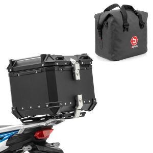 Set top case moto aluminium 45L + sac intérieur dry bag Bagtecs XB45 noir