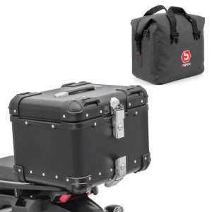Set Motorrad Aluminium Topcase 45L + Innentasche Dry Bag passend für BMW R 1200 GS Bagtecs XS45 Alu Top Case schwarz
