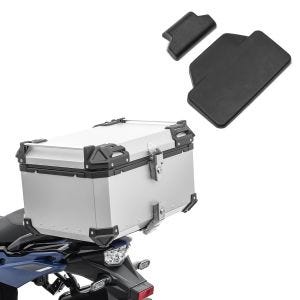 Set Aluminium Topcase 65L + Sozius Rückenpolster Bagtecs XB65 Alu Top Case silber