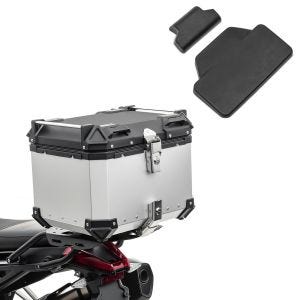 Set top case moto aluminium 45L + dosseret passager Bagtecs XB45 Argent