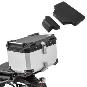 Set Motorrad Aluminium Topcase 55L + Sozius Rückenpolster Bagtecs XB55 Alu Top Case silber
