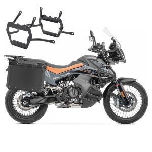 Set Alukoffer+ Kofferträger passend für KTM 790 / 890 Adventure/ R 19-25 Aluminium Koffer Bagtecs QP48 schwarz