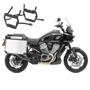Set Alukoffer+ Kofferträger passend für Harley Davidson Pan America 21-25 Aluminium Koffer Bagtecs QP48 silber