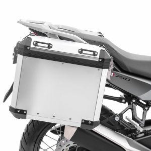 Set Alukoffer + Kofferträger passend für Honda Transalp XL 750 23-24 Aluminium Koffer Bagtecs GX38-45 silber