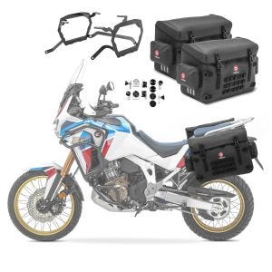 2x Valises latérales moto PVC + supports compatible avec Honda Africa Twin 1100 20-21 Bagtecs BPW