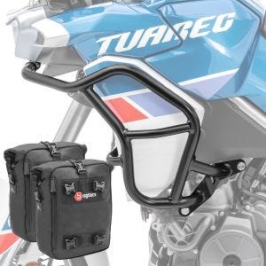 Sacoche pour pare carter paire 2x10L for compatible avec Aprilia Tuareg 660 Bagtecs CB4 dry bag pour protection moteur impermeable + Pare carter haut