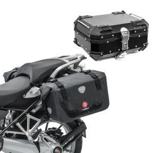 Set Sacoches cavalières moto RB25 avec Top case XB22 22L étanche noir