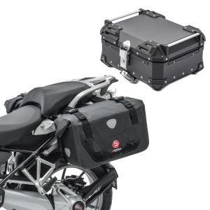 Set Sacoches cavalières moto RB25 avec Top case XB28 28L étanche noir