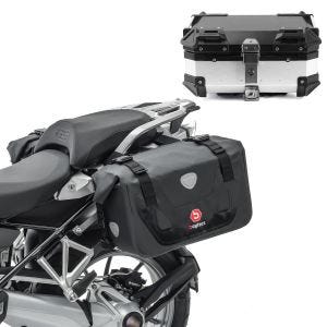 Set Sacoches cavalières moto RB25 avec Top case XB28 28L étanche argent