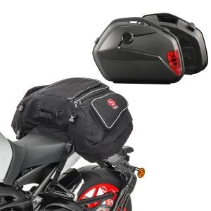 Valises laterales moto Set avec Supports SX72 et Sacoche de Selle X50 Universel noir