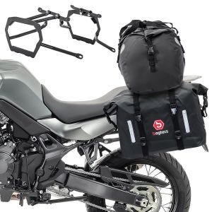 Satteltaschen Set WP8 passend für Honda Transalp 750 23-24 mit Hecktasche und Kofferträger Bagtecs DPLM1