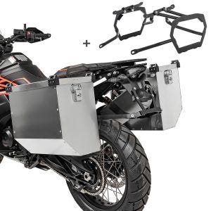 Valises latérales aluminium 2x34L compatible avec BMW F 800 GS / Adventure 08-18 + support Atlas Bagtecs