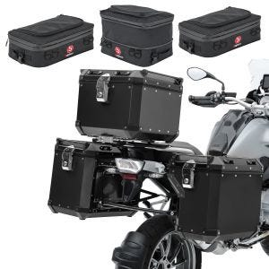 Set Alu Koffer ADX130B für BMW R 1250 GS 19-21 + Topcase + Kofferträger + Set Zusatztaschen Bagtecs_1